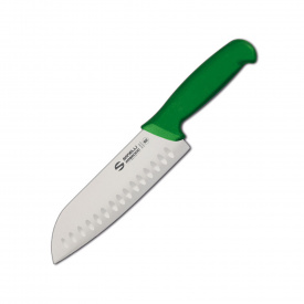 Нож Сантоку Sanelli Ambrogio Supra особое лезвие грантон 18 см Зеленый (77987)