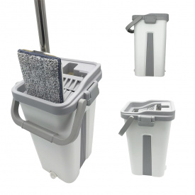 Комплект для уборки 2в1 Cleaning Kit швабра Лентяйка со складной ручкой и ведро с автоматическим отжимом