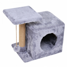 Домик-когтеточка Кошкин Дом с полкой Милана 43х33х45 см (дряпка) для кошки Серый