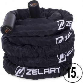 Канат для кроссфита в защитном рукаве Zelart FI-2631-15 (MD1379-15) черный