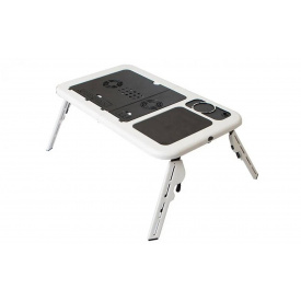 Cтолик - подставка для ноутбука Holder с охлаждением трансформер раскладной прикроватный столик с куллером Черно-Белый +Вентилятор ручной Handy Mini Fan