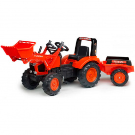 Педальный трактор для детей с прицепом и ковшом Kubota Red Falk IG31850