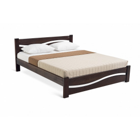 Двуспальная кровать MECANO из дерева сосна 160 x 200 Волна Темный орех 5MKR09