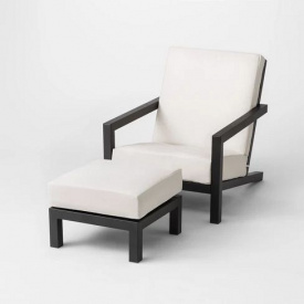 Набор мягкое кресло и пуфик на металлическом каркасе JecksonLoft Пинтер Белый 0169