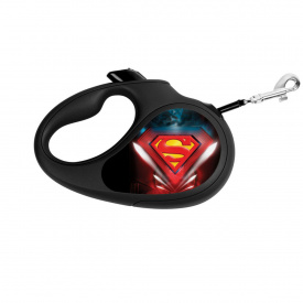 Поводок-рулетка для собак WAUDOG R-leash Супермен Лого L до 50 кг 5 м светоотражающая лента Черный