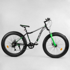 Велосипед фэтбайк взрослый спортивный 26" CORSO Avalon черно-зеленый 95583
