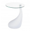 Столик дизайнерский журнальный SDM Перла пластик столешница круглая стекло 50 см Белый (hub_2qzk5i) Вінниця