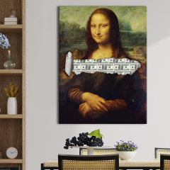 Картина KIL Art для интерьера в гостиную спальню Искусство - Мона Лиза и деньги 80x60 см (P0438) Івано-Франківськ