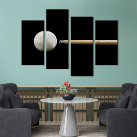Модульная картина из 4 частей на холсте KIL Art Удар по бильярдному шару 149x106 см (487-42)