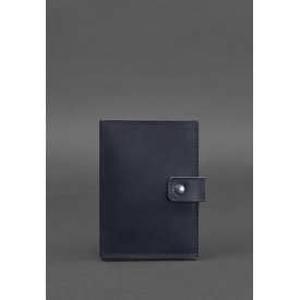 Кожаная обложка для паспорта 5.0 (с окошком) темно-синяя Crazy Horse BlankNote