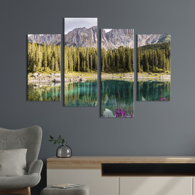 Модульная картина из четырех частей KIL Art Красивое италийское озеро Карецца 129x90 см (645-42)