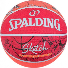 Мяч баскетбольный резиновый №7 Spalding Sketch Drible Красный (689344406145) (84381Z)