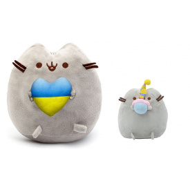 Набор мягких игрушек S&T Pusheen cat с сердцем 21х25 см и Кот с кексом 15х12 см Серый (n-10460)