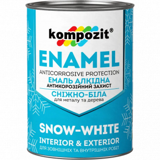 Эмаль алкидная снежно-белая Kompozit 0.9, Глянцевий