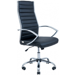 Офісне крісло Richman Малібу Хром чорний кожзам висока спинка Нове