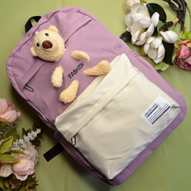 Рюкзак школьный для девочки и мальчика Hoz Bear Fashion 29 х 42 х 18 см Розовый с белым (SK001666)