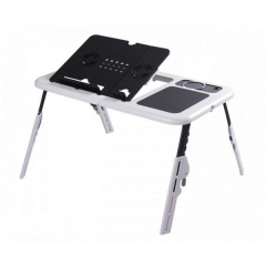 Складной столик-подставка для ноутбука с кулером E-Table LD09 HHG678H Черно-белый (10gad_krp270jhk) Бушеве