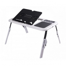 Складной столик-подставка для ноутбука с кулером E-Table LD09 HHG678H Черно-белый (10gad_krp270jhk)