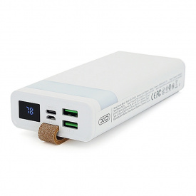Повербанк PowerBank XO-PR1129 20000mAh,flashlight,Input: (Micro,Type-C), Output:(2хUSB,Type-C), QC22.5W/PD20W, plastic, White