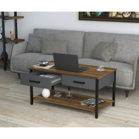 Журнальный столик L-6 Loft-design 920х500х450 мм с ящиками орех-модена