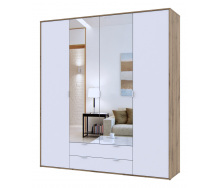 Шкаф для одягу Hugo Doros Тахо / Білий гладкий 2 ДСП / 2 дзеркала 200х52х219 (44900099)