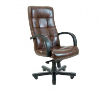 Офісне крісло керівника Richman Virginia VIP Wood M1 Tilt Натуральна Шкіра Lux Італія Madras Коричневий