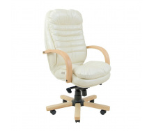 Офісне крісло керівника Richman Valencia VIP Wood M2 AnyFix Натуральна Шкіра Lux Італія Білий