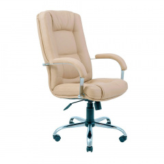 Офисное кресло руководителя Richman Alberto VIP Хром M3 MultiBlock Натуральная Кожа Lux Италия Кремовый Винница