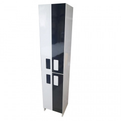 Шкаф-пенал пластиковый напольный Mikola-M TOKIO c HPL 3103 gloss 25 см Бело-черный Хмельницький
