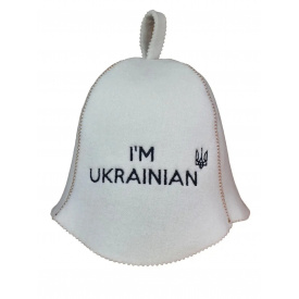 Банная шапка Luxyart "I am Ukrainian" искусственный фетр, белый (YT-301)