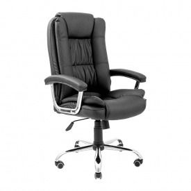 Офисное кресло руководителя Richman California VIP Хром M3 MultiBlock Натуральная Кожа Lux Комбо Италия Черный