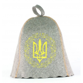 Банная шапка Luxyart "Желтый трезубец" натуральный войлок серый (LA-924)