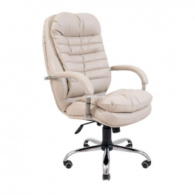 Офисное кресло руководителя Richman Valencia VIP Хром M2 AnyFix Натуральная Кожа Lux Италия Светло-серый