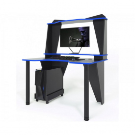 Геймерский игровой стол ZEUS™ IVAR-3 (1400 мм) черный/синий
