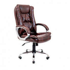 Офісне крісло керівника Richman California VIP Хром M1 Tilt Натуральна Шкіра Lux Італія Madras Коричневий