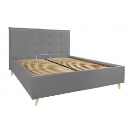 Ліжко Richman Двоспальне Monica VIP Wood На ніжках 180 x 200 см Simple Сірий