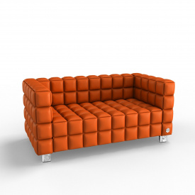 Двухместный диван KULIK SYSTEM NEXUS Экокожа 2 Оранжевый (hub_MeFI62593)