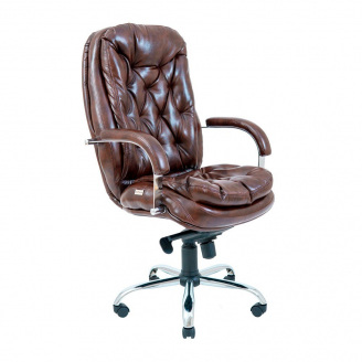 Офісне крісло керівника Richman Venice VIP Хром M2 AnyFix Натуральна Шкіра Lux Італія Madras Коричневий