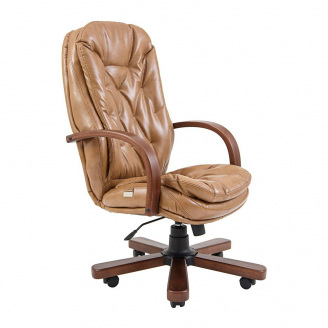Офісне крісло керівника Richman Venice VIP Wood M1 Tilt Натуральна Шкіра Lux Італія Коричневий