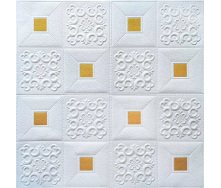 Самоклеюча декоративна стельова стінна 3D панель Sticker Wall фігури із золотом 700x700x5мм (314)