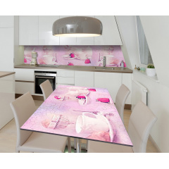 Наклейка 3Д вінілова на стіл Zatarga «Полунична мрія» 650х1200 мм для будинків, квартир, столів, кав'ярень, кафе Київ