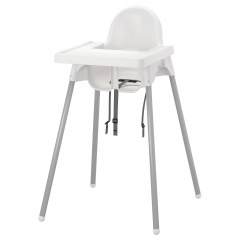 Стульчик для кормления + столик IKEA ANTILOP 56х62х90 см Бело-серый Хмельницький
