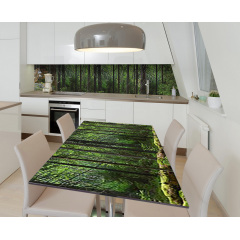 Наклейка 3Д виниловая на стол Zatarga «Хозяева леса» 600х1200 мм для домов, квартир, столов, кофейн, кафе Весёлое