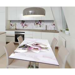 Наклейка 3Д виниловая на стол Zatarga «Цветущая нежность» 650х1200 мм для домов, квартир, столов, кофейн, кафе Дубно