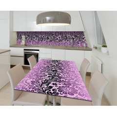 Наклейка 3Д виниловая на стол Zatarga «Лиловая хохлома» 600х1200 мм для домов, квартир, столов, кофейн, кафе Луцк