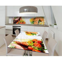 Наклейка 3Д виниловая на стол Zatarga «Комплимент от шефа» 600х1200 мм для домов, квартир, столов, кофейн, Пологи
