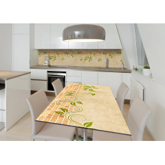 Наклейка 3Д виниловая на стол Zatarga «Вензеля на кирпиче» 600х1200 мм для домов, квартир, столов, кофейн, Дубно