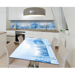 Наклейка 3Д виниловая на стол Zatarga «Ледяное царство» 600х1200 мм для домов, квартир, столов, кофейн, кафе Весёлое