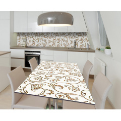 Наклейка 3Д виниловая на стол Zatarga «Золотые вензеля» 650х1200 мм для домов, квартир, столов, кофейн, кафе Киев