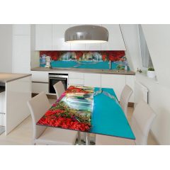 Наклейка 3Д вінілова на стіл Zatarga «Загублений острів» 650х1200 мм для будинків, квартир, столів, кав'ярень Чернігів
